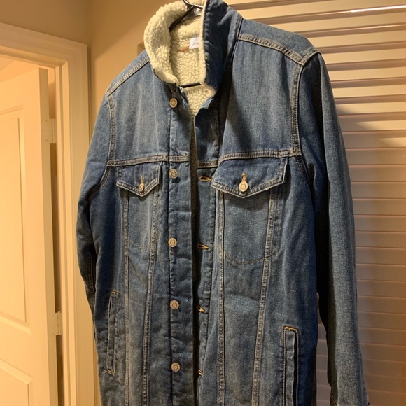 H&M Jackets & Blazers - H&M denim with wool lining. Long denim coat.